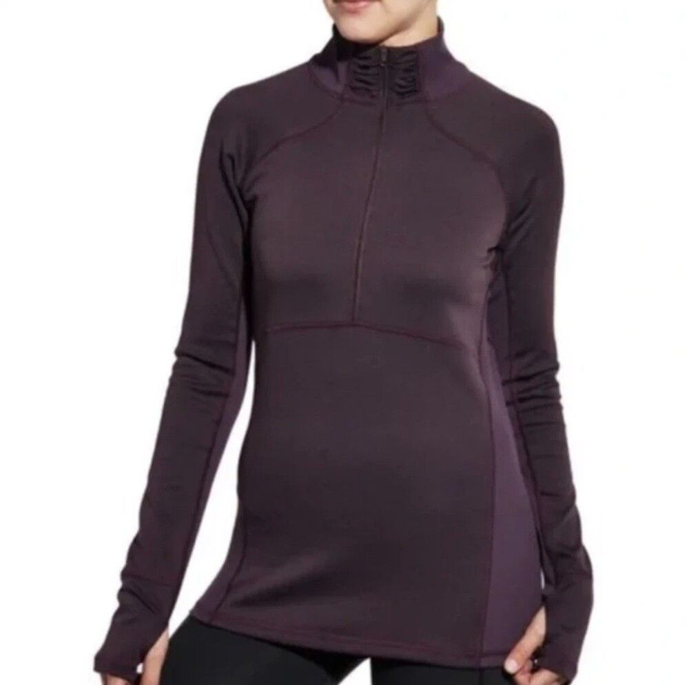 CALIA by Carrie Underwood 1/2 Zp High Collar Pullover Top Small Aubergine Purple
